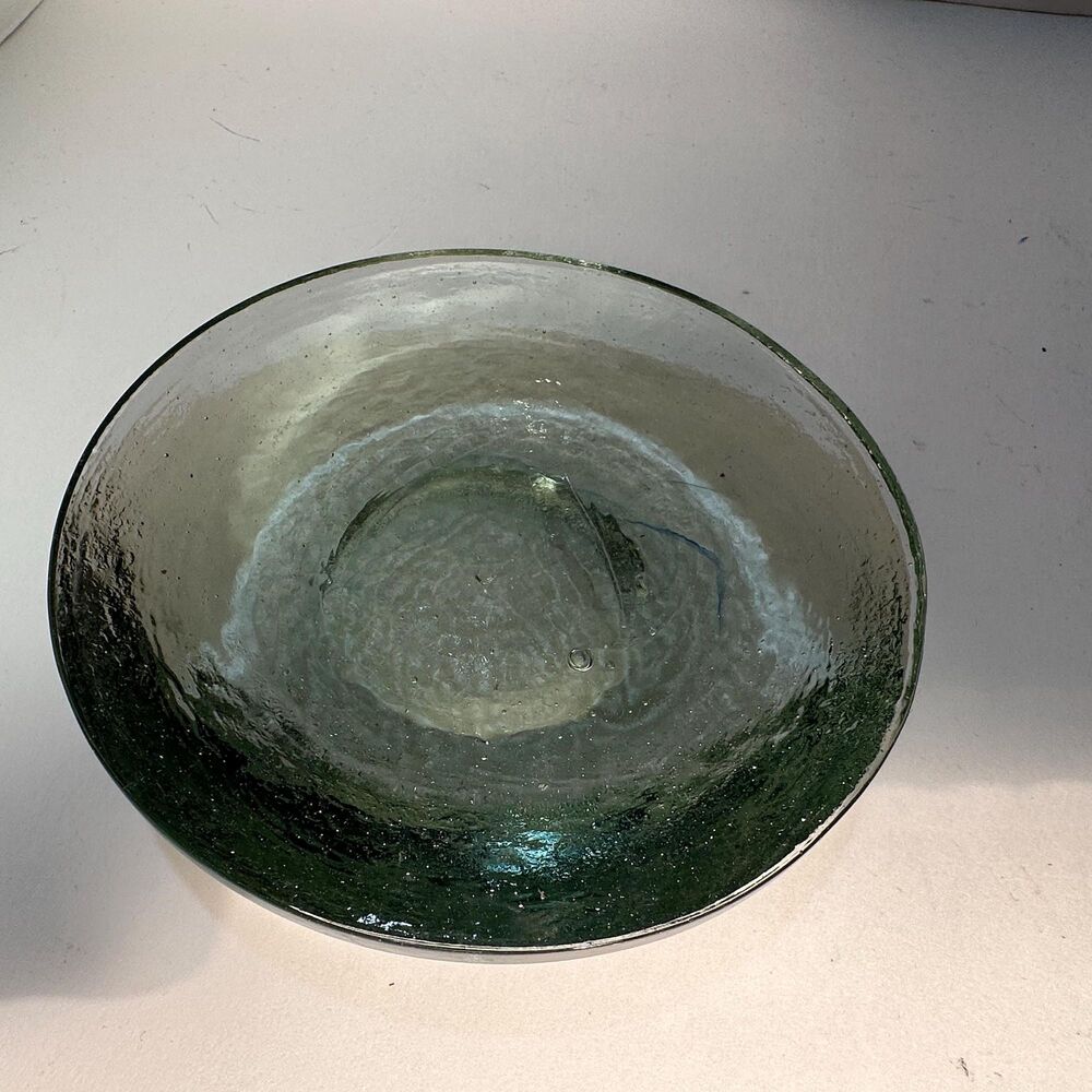 Vintage Clear Textured Glass Domed Disk Pillar Candle Holder (Fire and Ice?) - Picture 11 of 16
